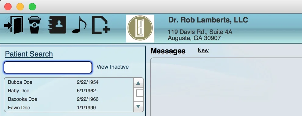 Notice the coffee cup between the exit and address book icons