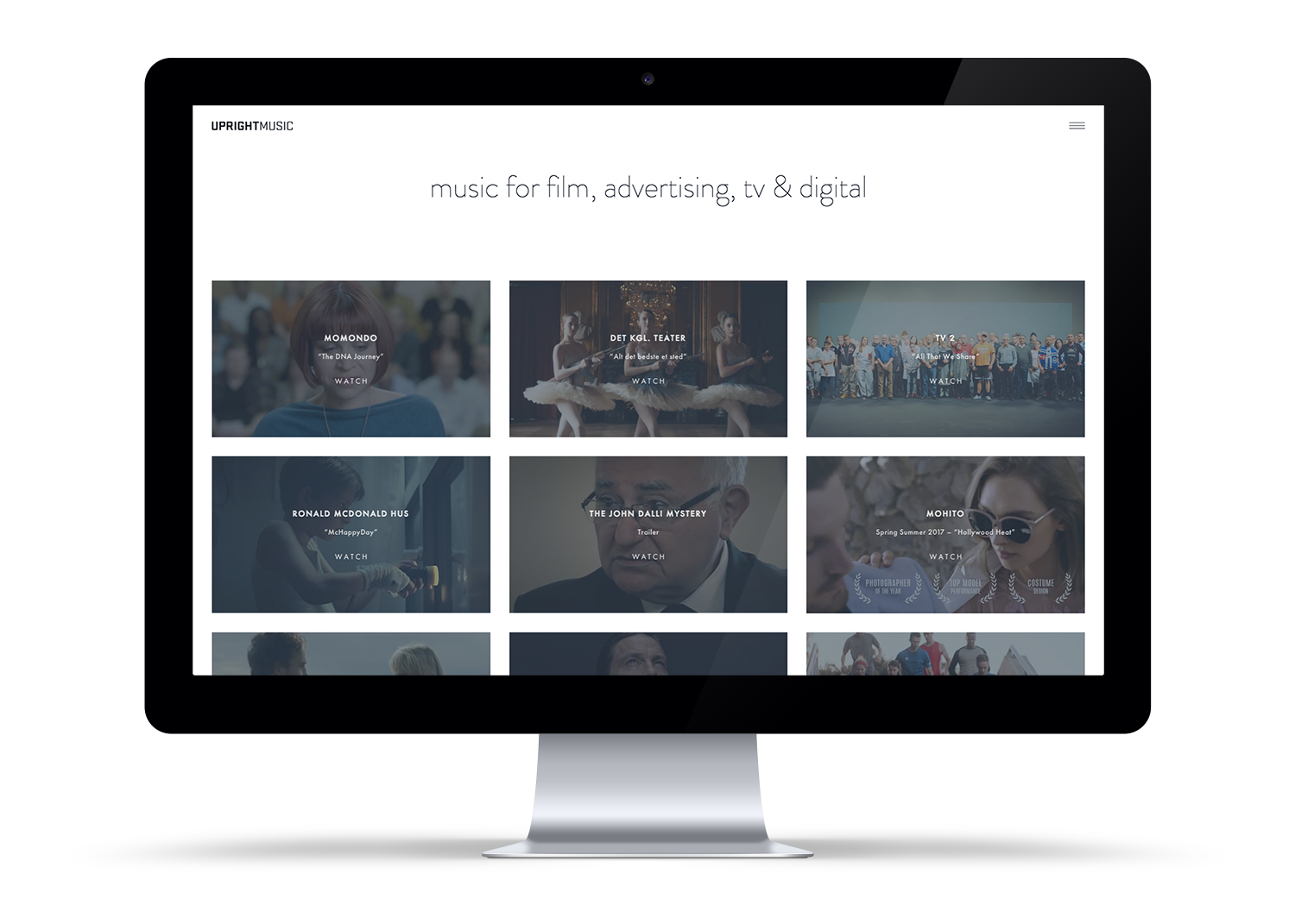 Brandingsite for Upright Music – all about videos!