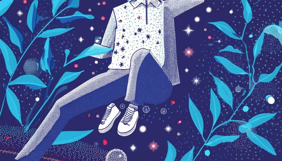 Firefly-digital-illustration-of-a-man-floating-in-space-wearing-a button-up-collar-shirt-and-sneaker-127.jpg