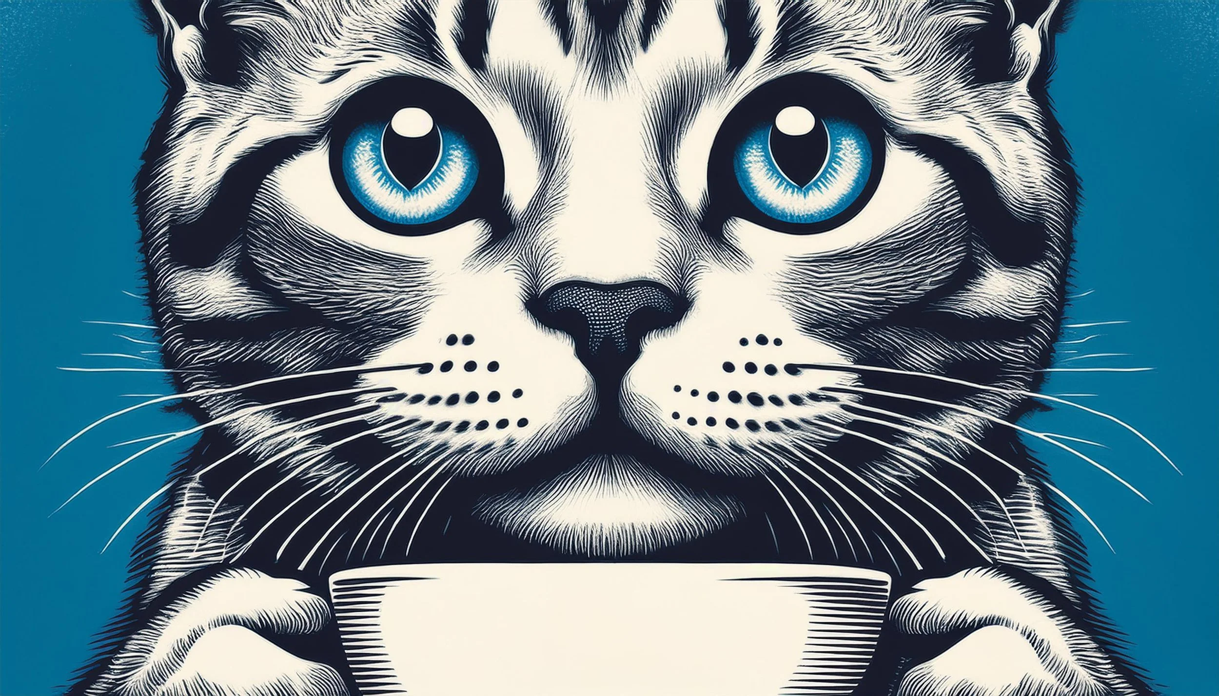 Firefly digital illustration of cat drinking coffee from cup 40291.jpg