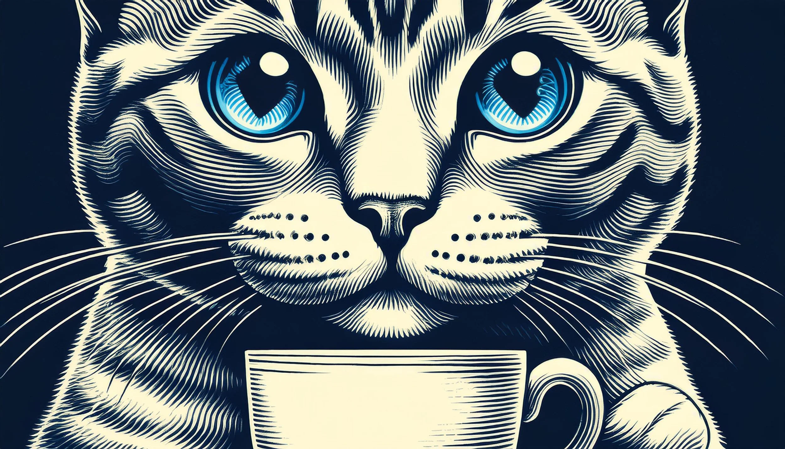 Firefly digital illustration of cat drinking coffee from cup 10803.jpg