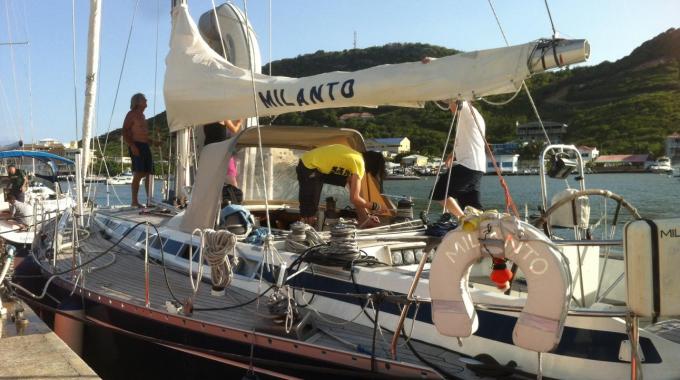 Doing last minute checks in Antigua before leaving on the 4th May.