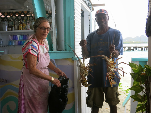 BRILLIANT breakfast lady in hillsborough carriacou BUYING LOBSTERS