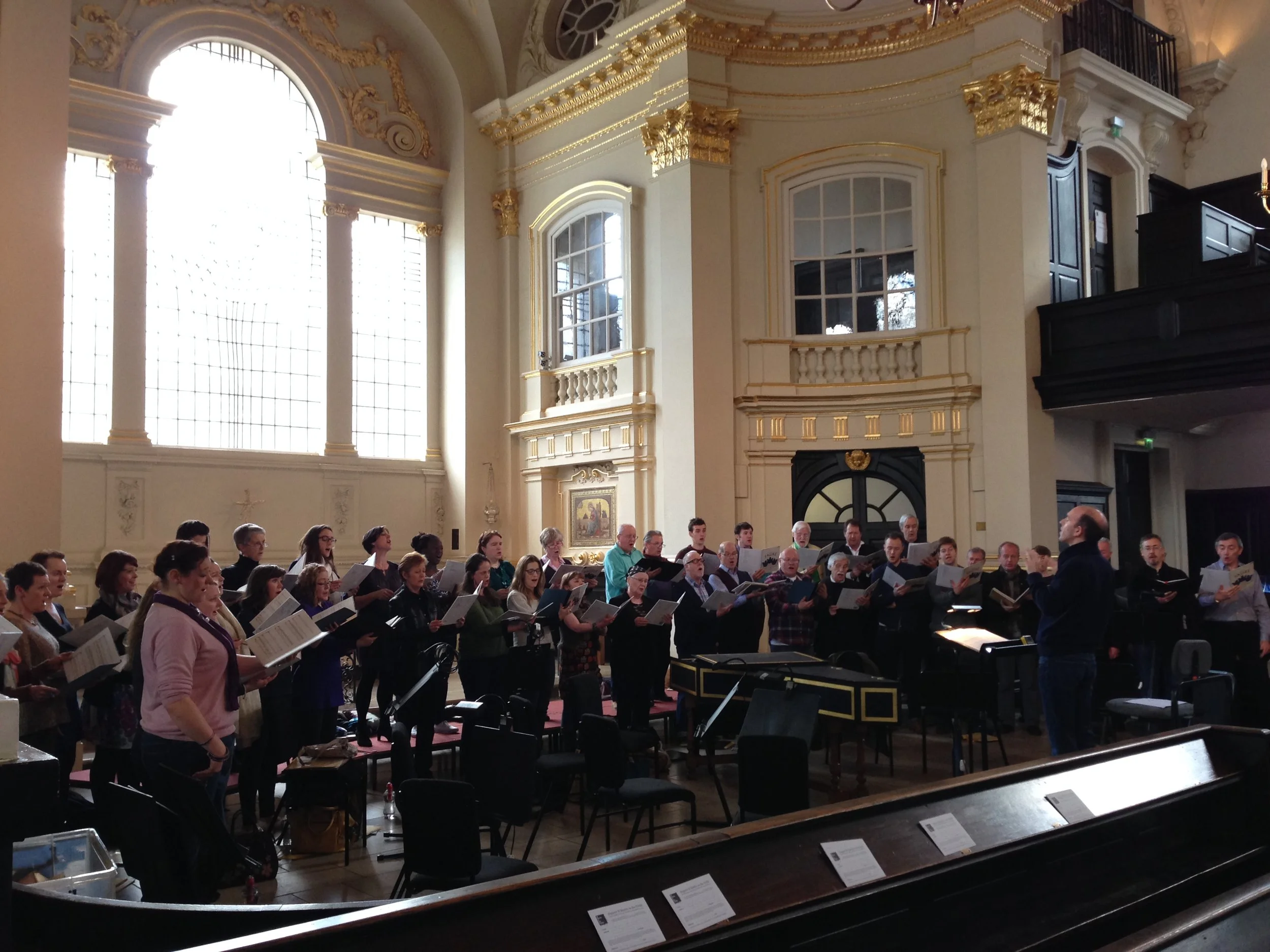 The Purcell Singers in rehearsal at St Martin's, conducted by Mark Ford