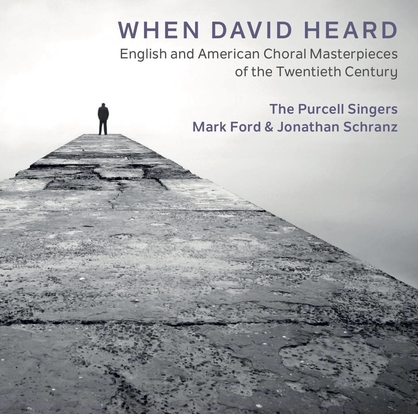 Cover image of When David Heard, featuring a figure at the end of a long stone walkway.