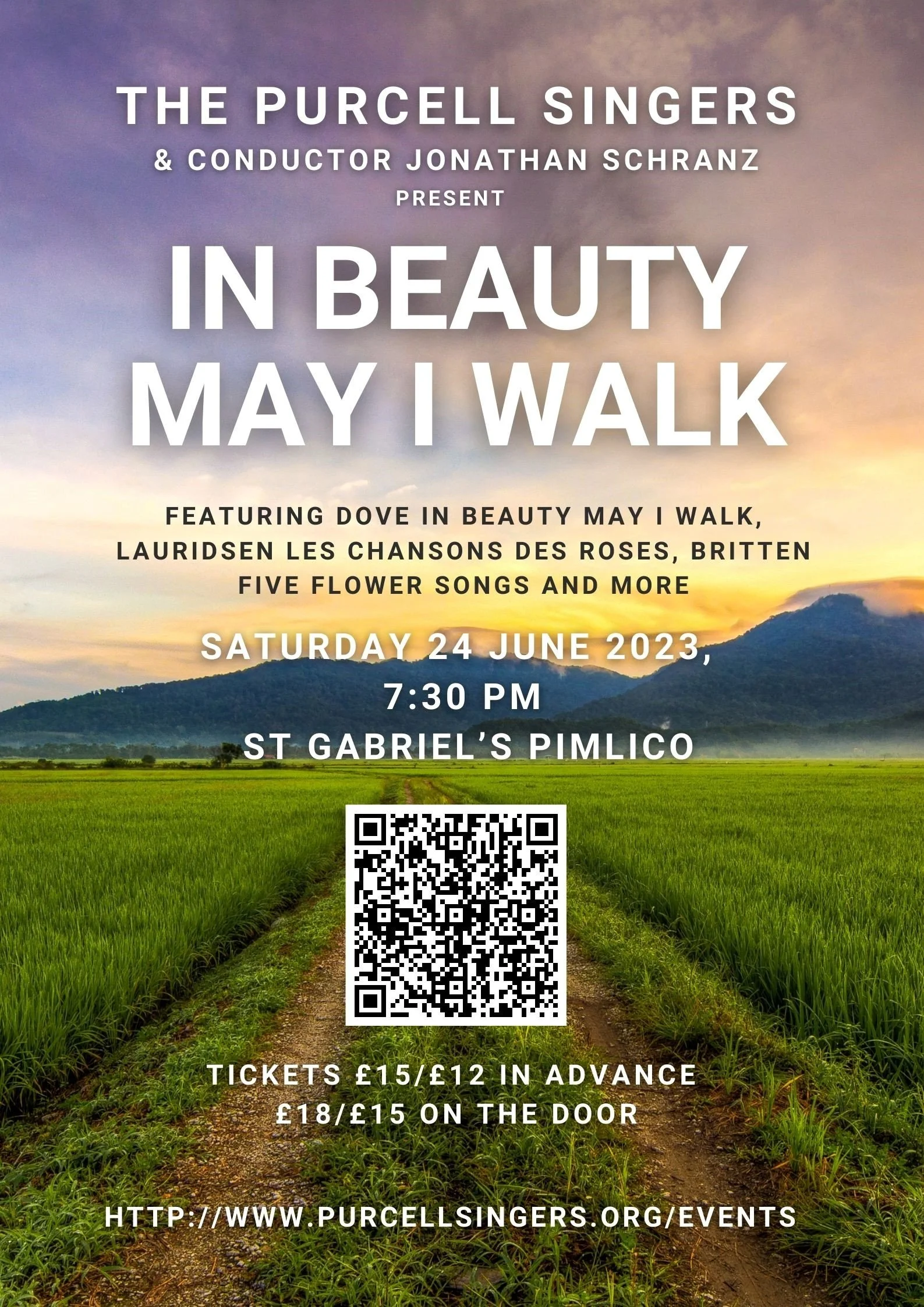 Poster for 24 June concert, In Beauty May I Walk