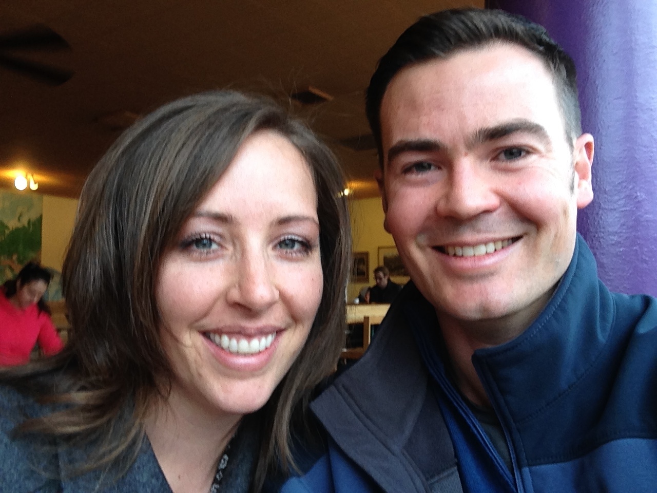 At the same coffee shop we went to on our first date, 12 years later!