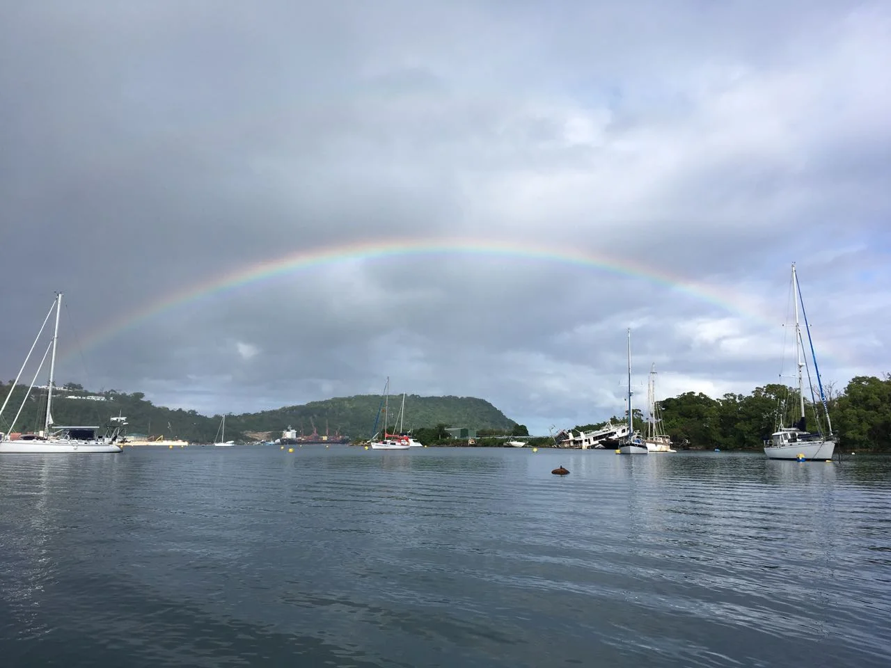 Look at me! I'm under a rainbow!
