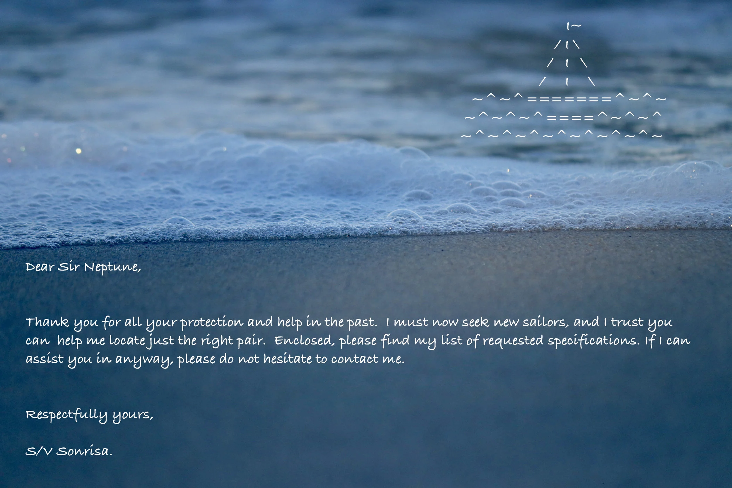 Sailing Request My Well Considered Request for Great Sailors, By Sonrisa — OddGodfrey ...