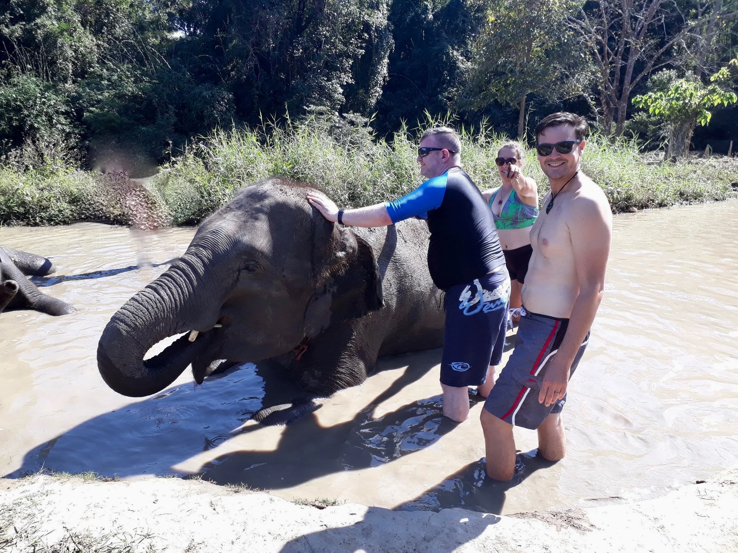 I didn’t get my own pictures of the mud-bath/river time as it seemed a bit risky to my camera. The sanctuary took these photos and provided them to us afterward.