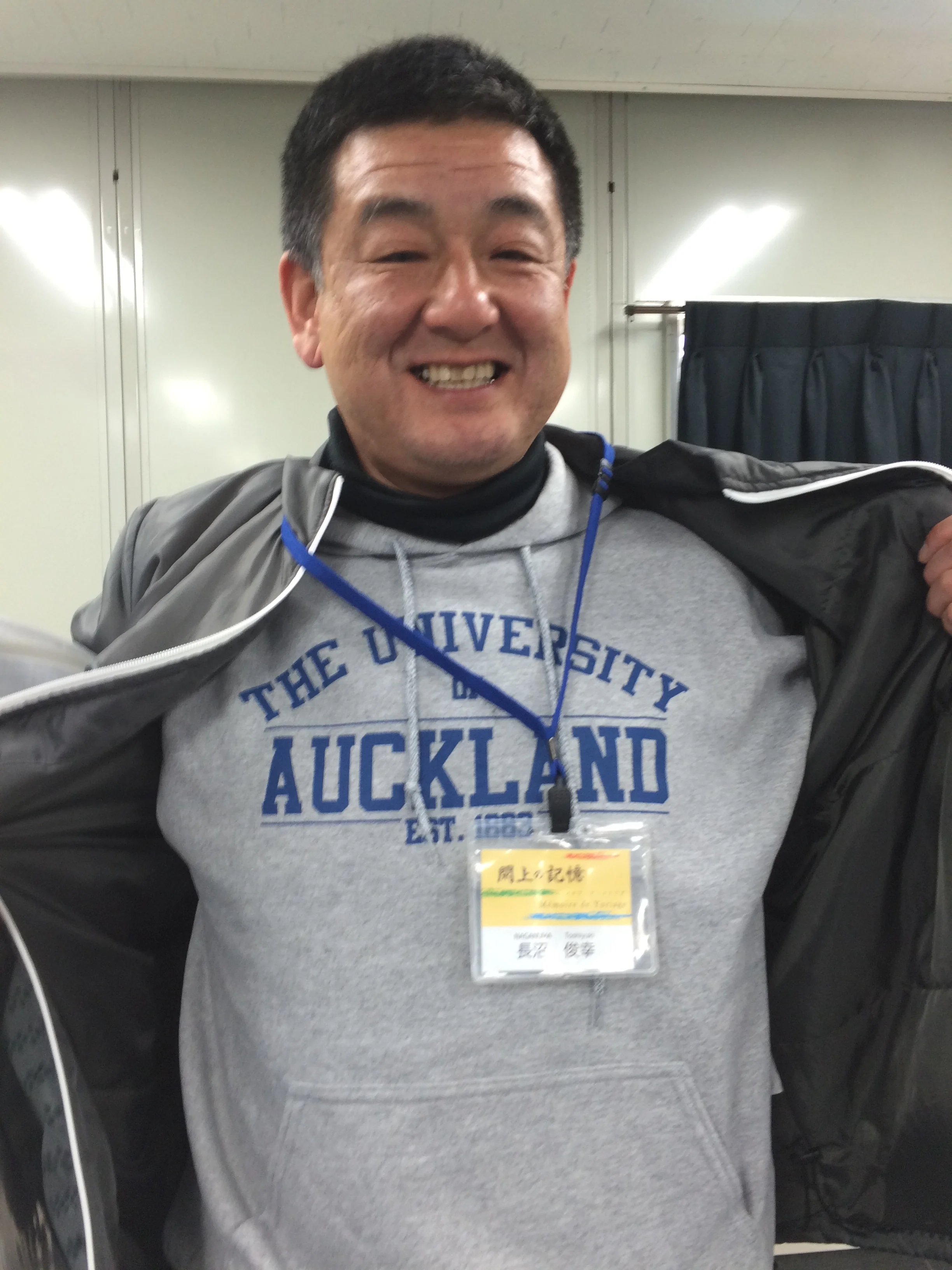Figure 2: Mr. Nakanuma sporting my university jumper.