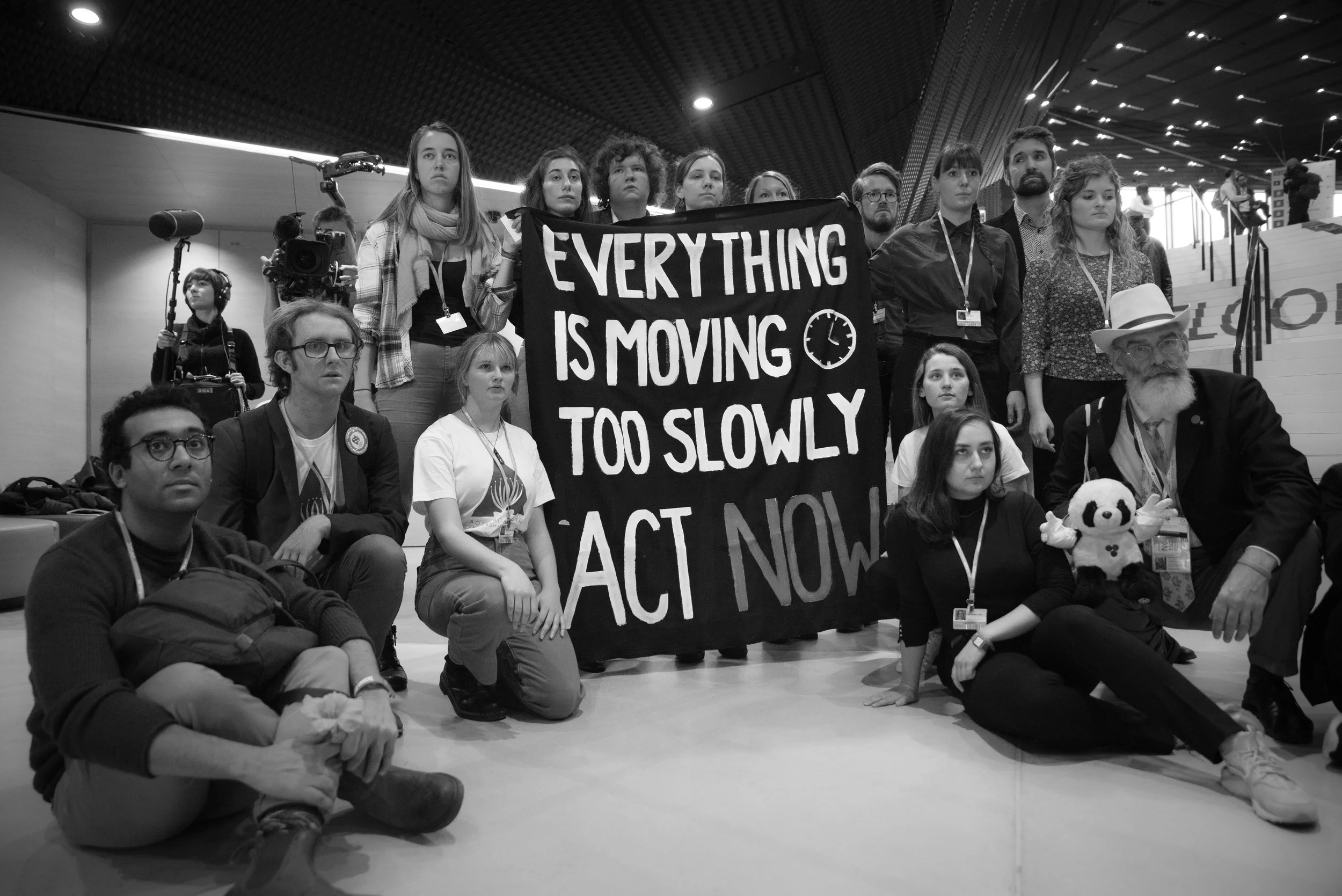 A few AYLI delegates participate in an action protesting the rate of negotiations