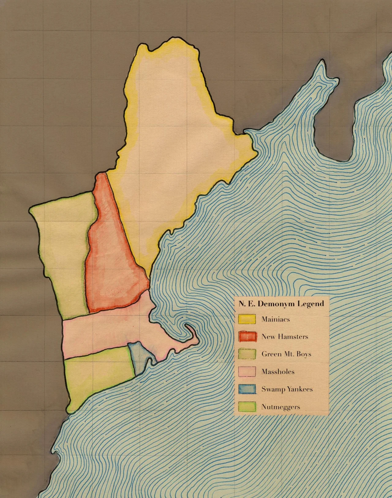 New England Demonym Map 2 — DAVID BUCKLEY BORDEN