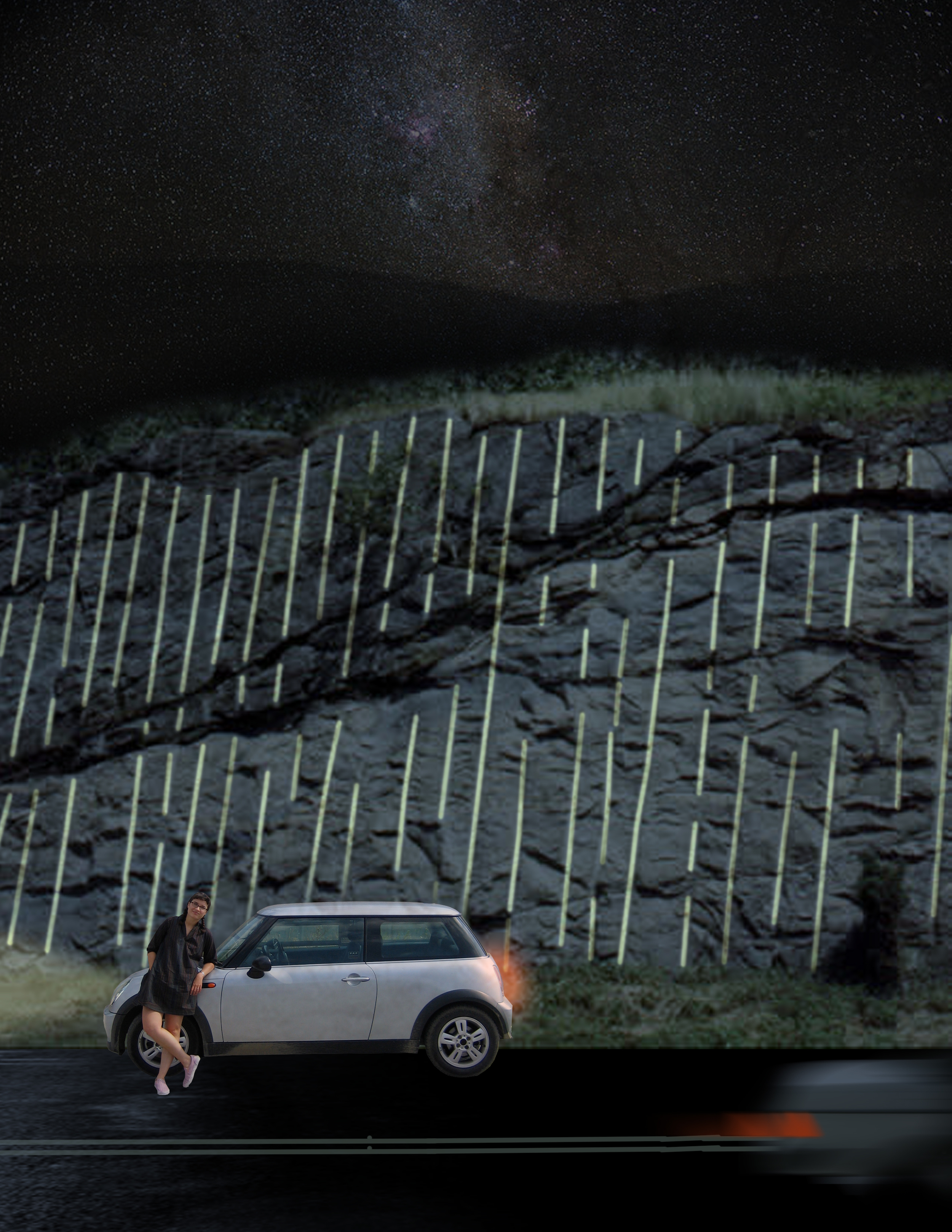 Jan 16: Glow-in-the-Dark Striped Road Cut