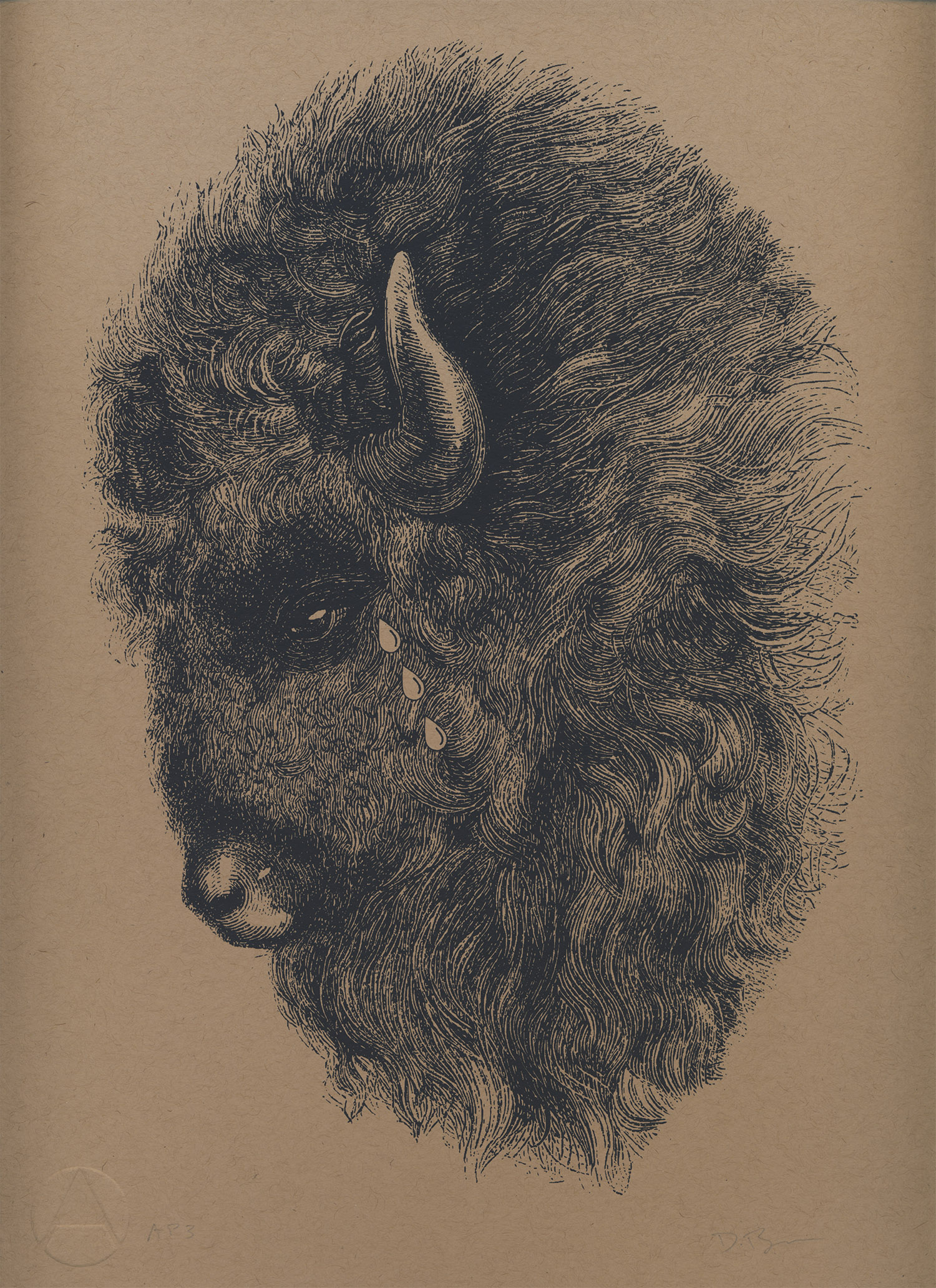American Bison, 9x12" silkscreen print with Trifecta Editions