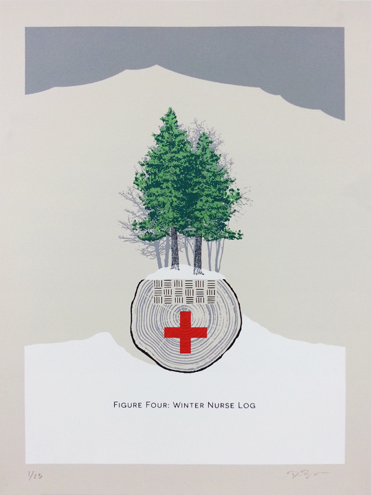Figure Four: Winter Nurse Log, Silkscreen Print
