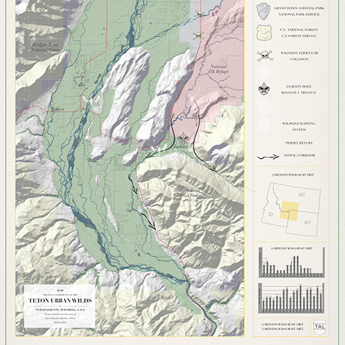 Ongoing Mapping: Teton Urban Wilds Map (WIP), Digital Drawing, 18”X24”