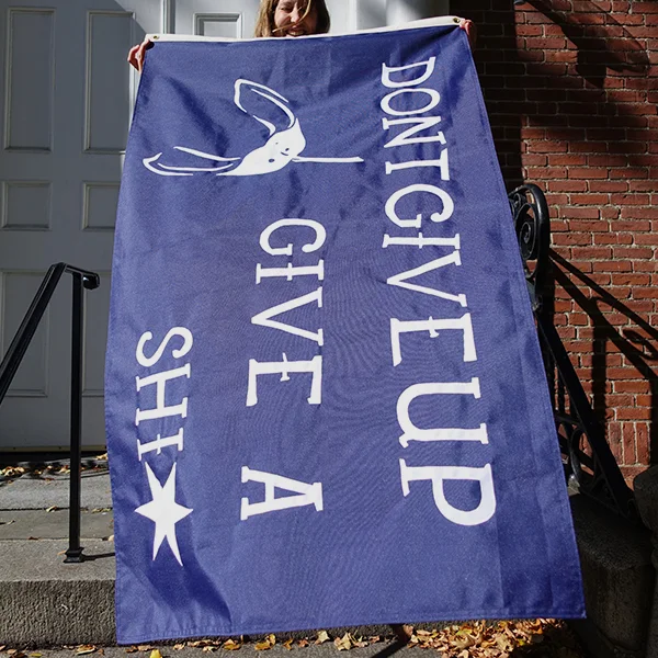 Don’t Give Up Flag, marine-grade canvas, 3 x 5 feet, 2018. Collaboration with Michael Demaggio.