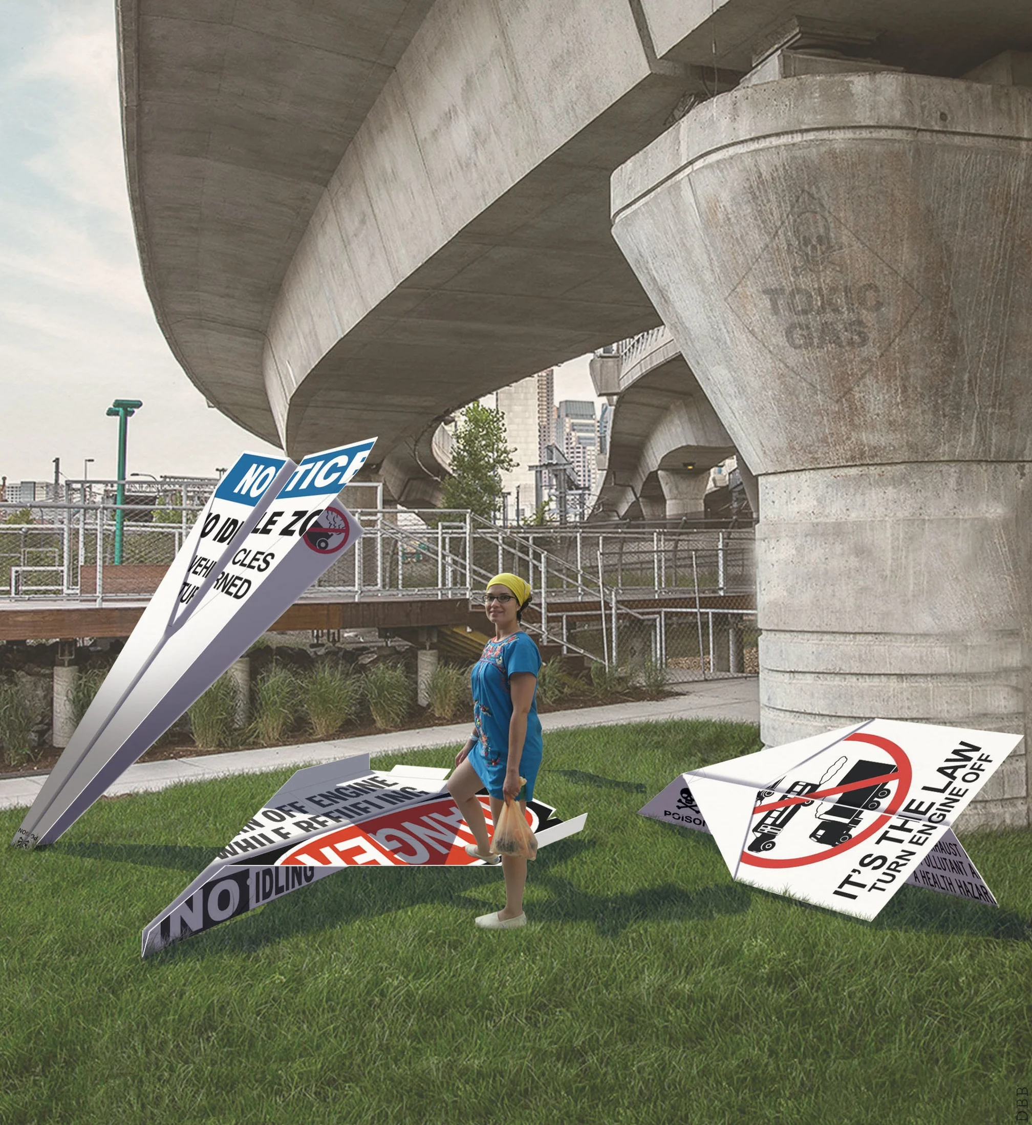Early concept drawing for public art installation in the Boston tradition of stacking infrastructure, parks, and public art.