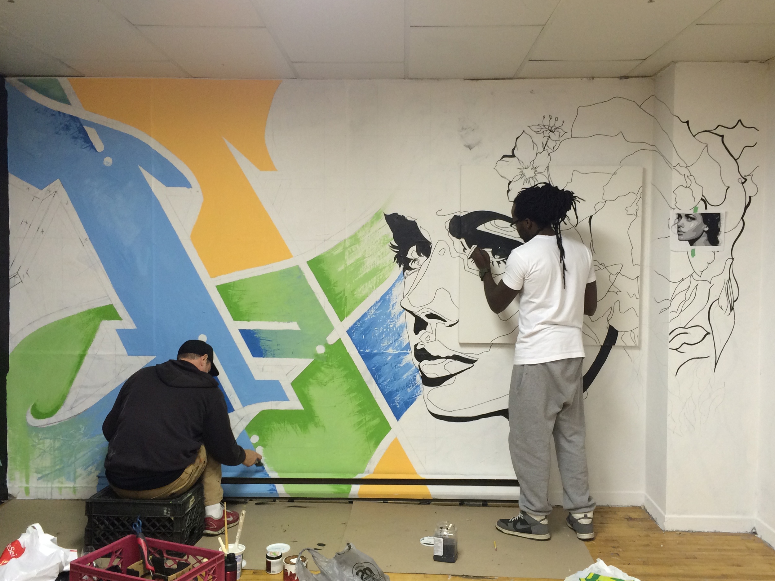 Mural creation @ Fresh Paint Gallery in Montreal with HAKS 180