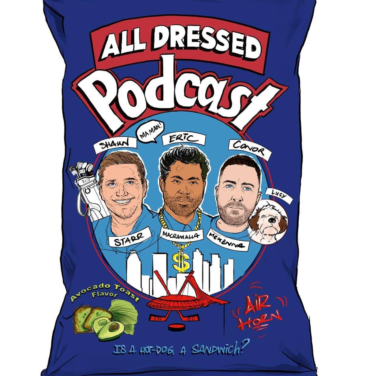 I recently had the pleasure to create this logo for @shaun_a_starr @mckennaconor and @EricOnSportsLaw 's new podcast called the All Dressed Podcast!  It's kind of surreal because I've been listening to the morning show on @TSN690 for years now! 

Che