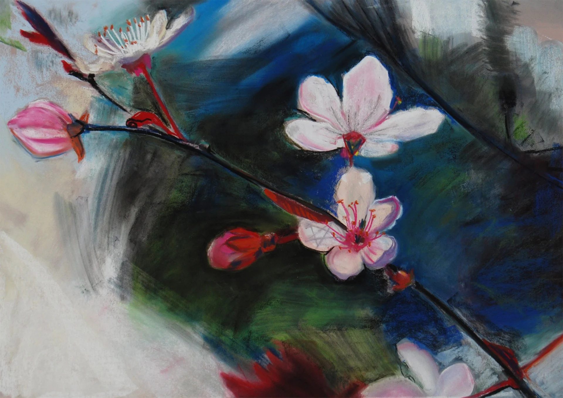 Heidi Hardin. 2014. Plum Blossoms 2010-Valentine's Day #5, pastel on sanded paper, 18.5” x 26.5”