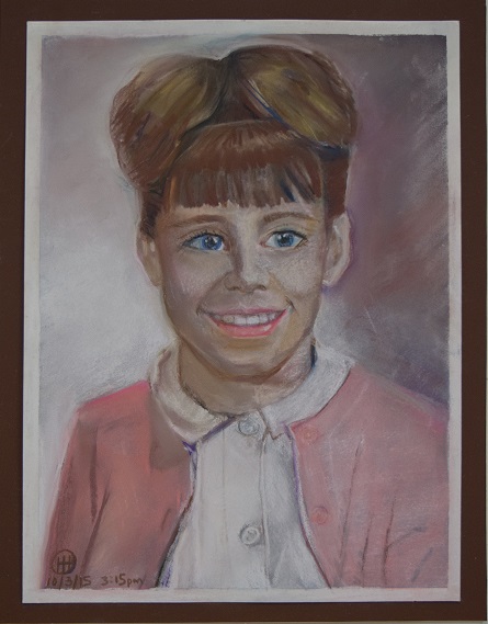 Heidi Hardin. 2015. Self Portrait: Sixth Grade, Heidi Then Now, Pastel on Sanded Paper, 12" x 9"