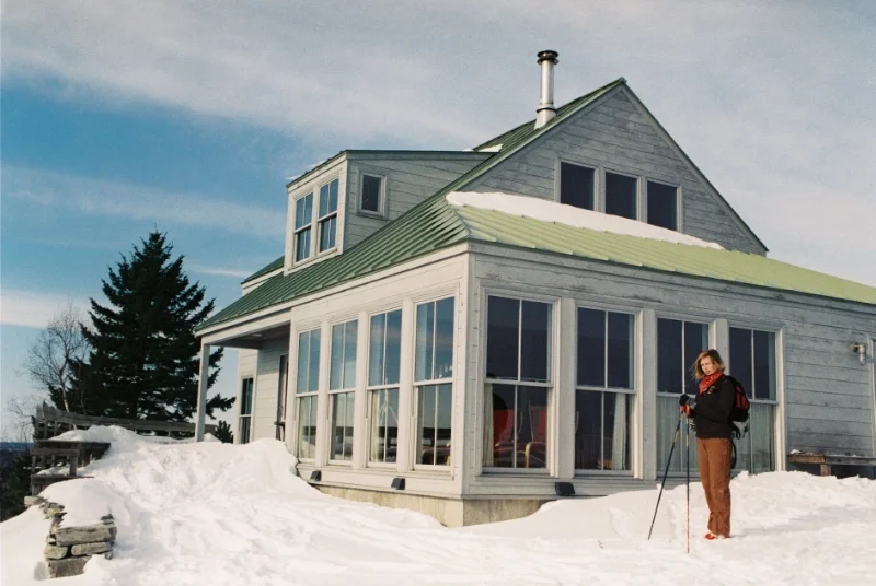Bitzy skiing on at Morse Mountain on the coast of Maine