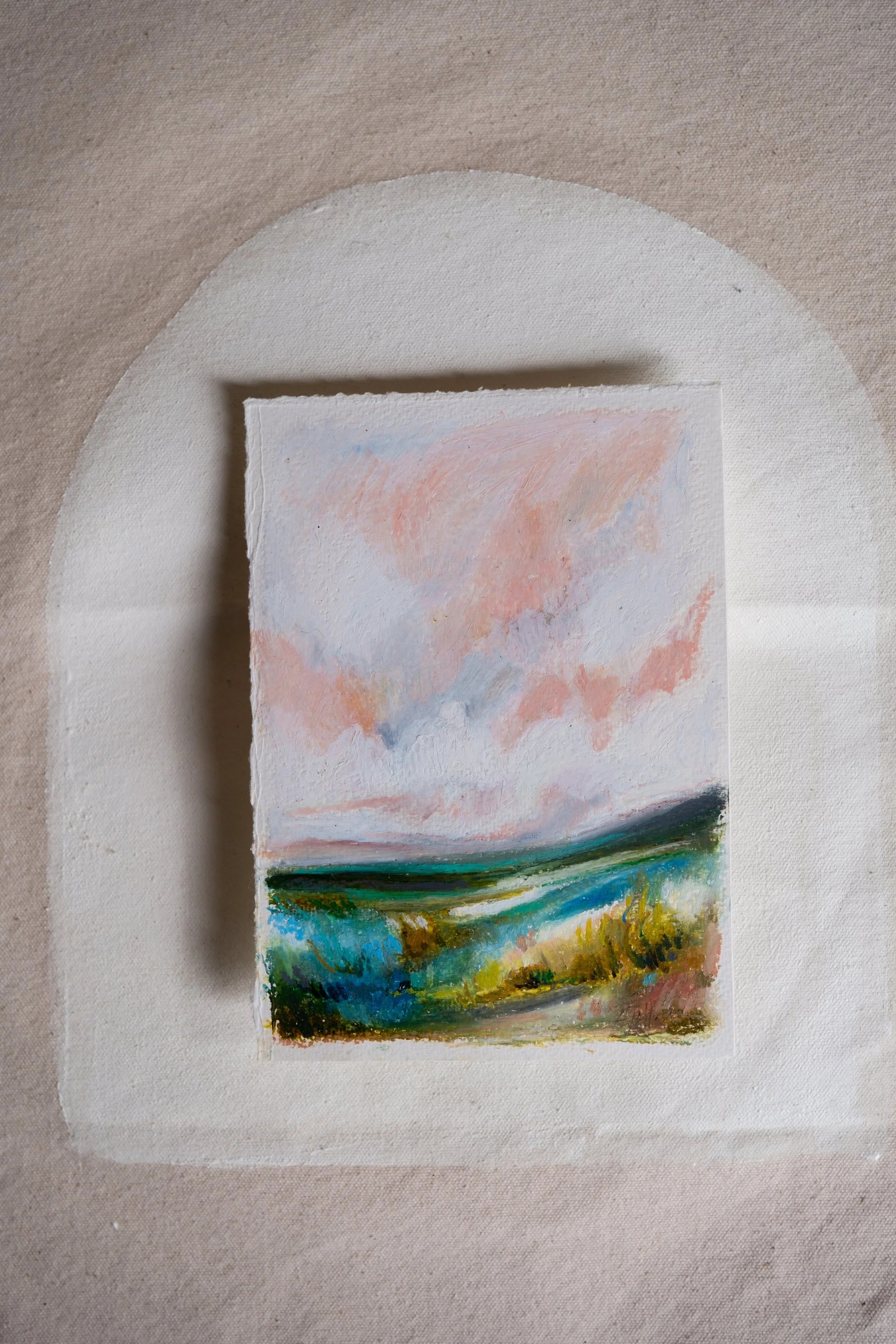 "Quiet Moment" Oil Pastel Landscape on Paper