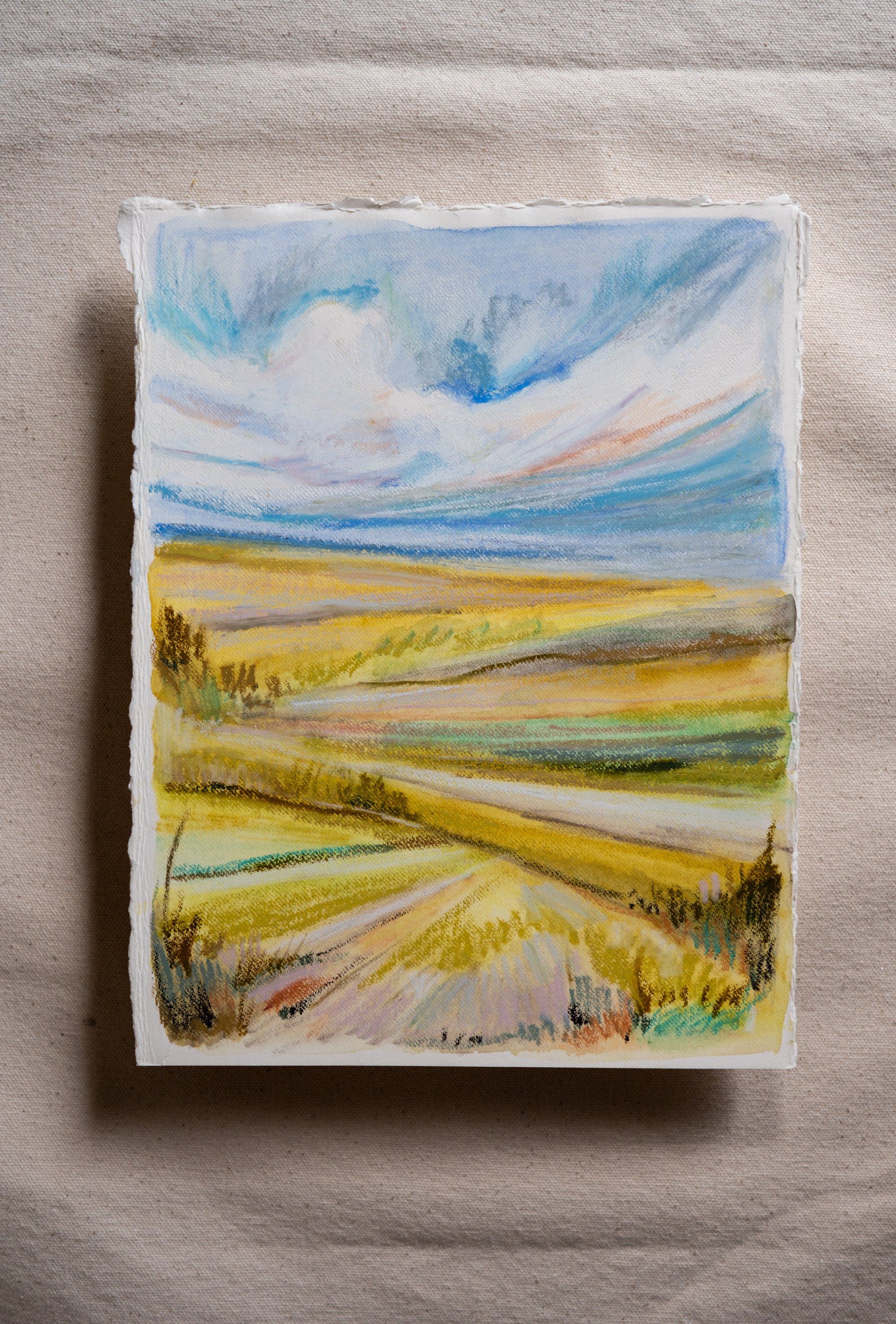 "Quiet Moment 3" Oil Pastel Landscape on Paper