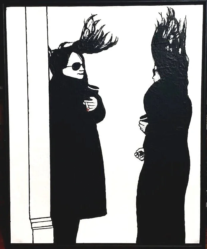 celebrity twins on a break w/ wind blowing their hair