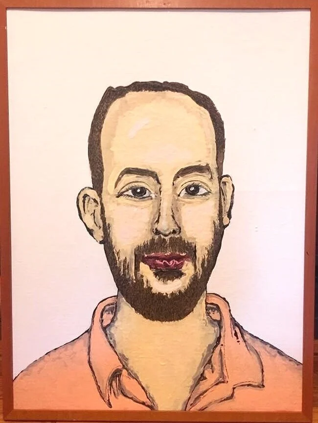 self-portrait with orange collared shirt