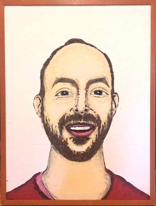 self-portrait with red sweater