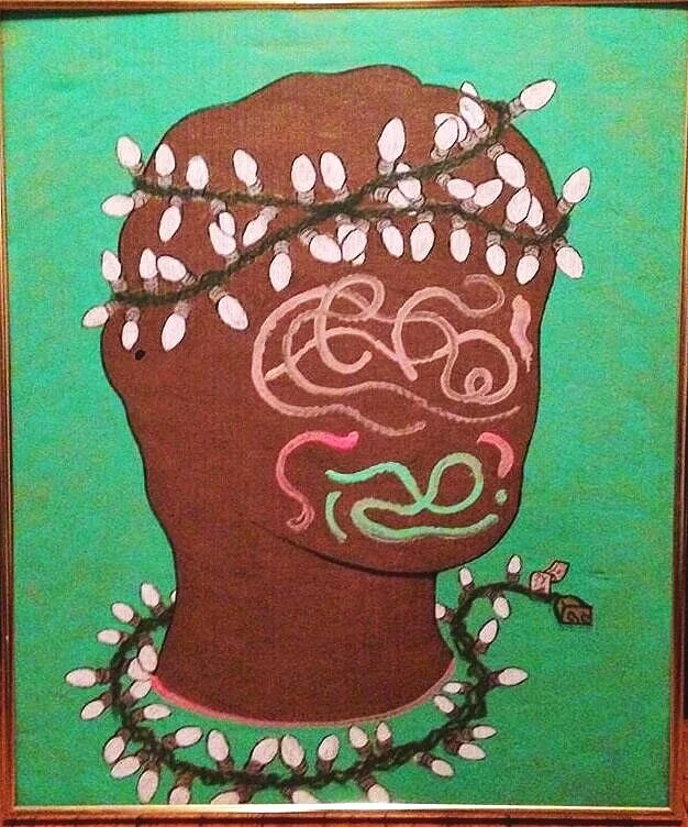 bust w/ xmas lights