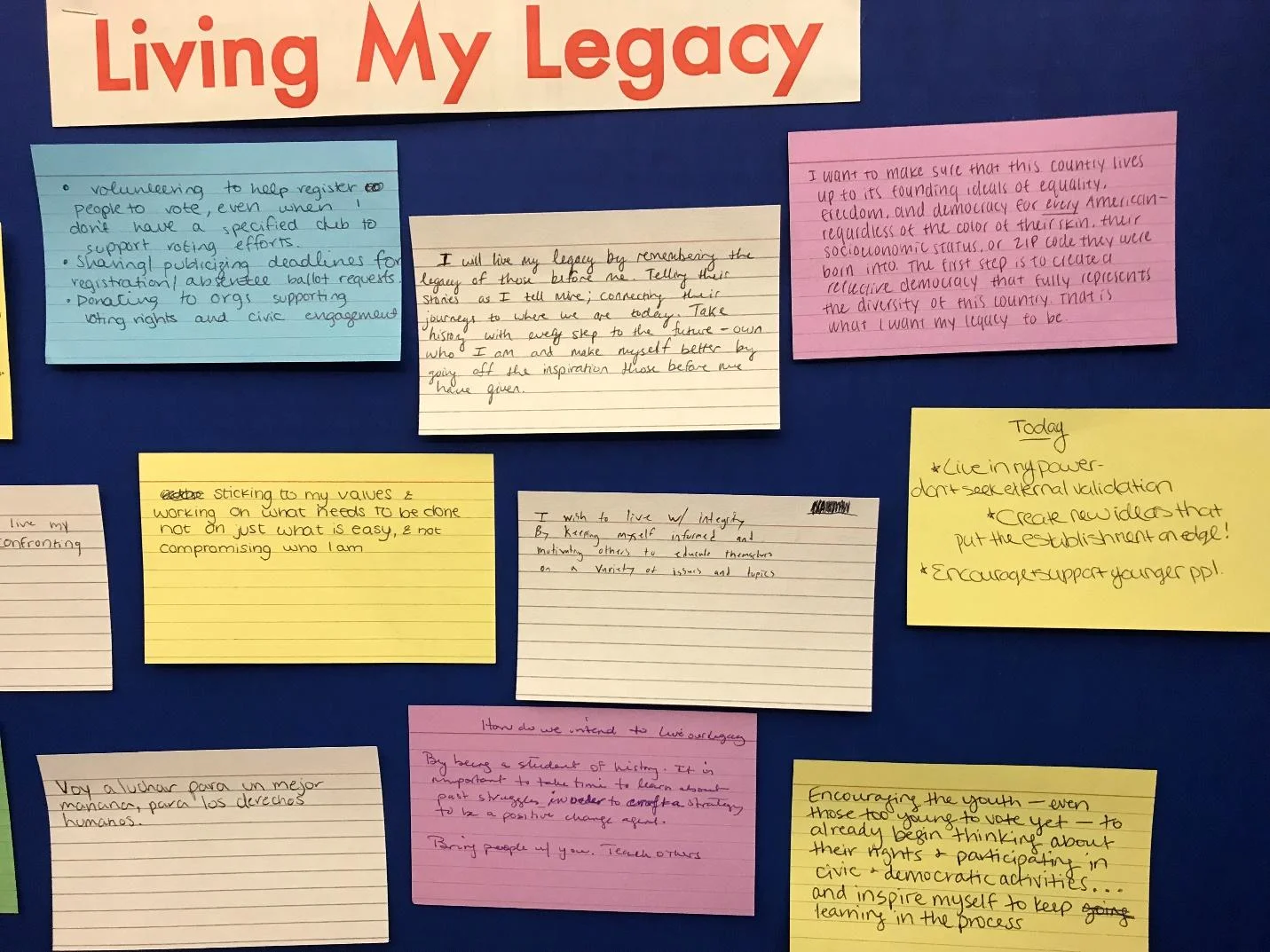 College students in the Vote Everywhere Project posted plans for how to âlive the legacyâ of Andrew Goodman, for whom the AGF Foundation is named. Photo credit: Julia Sommer.