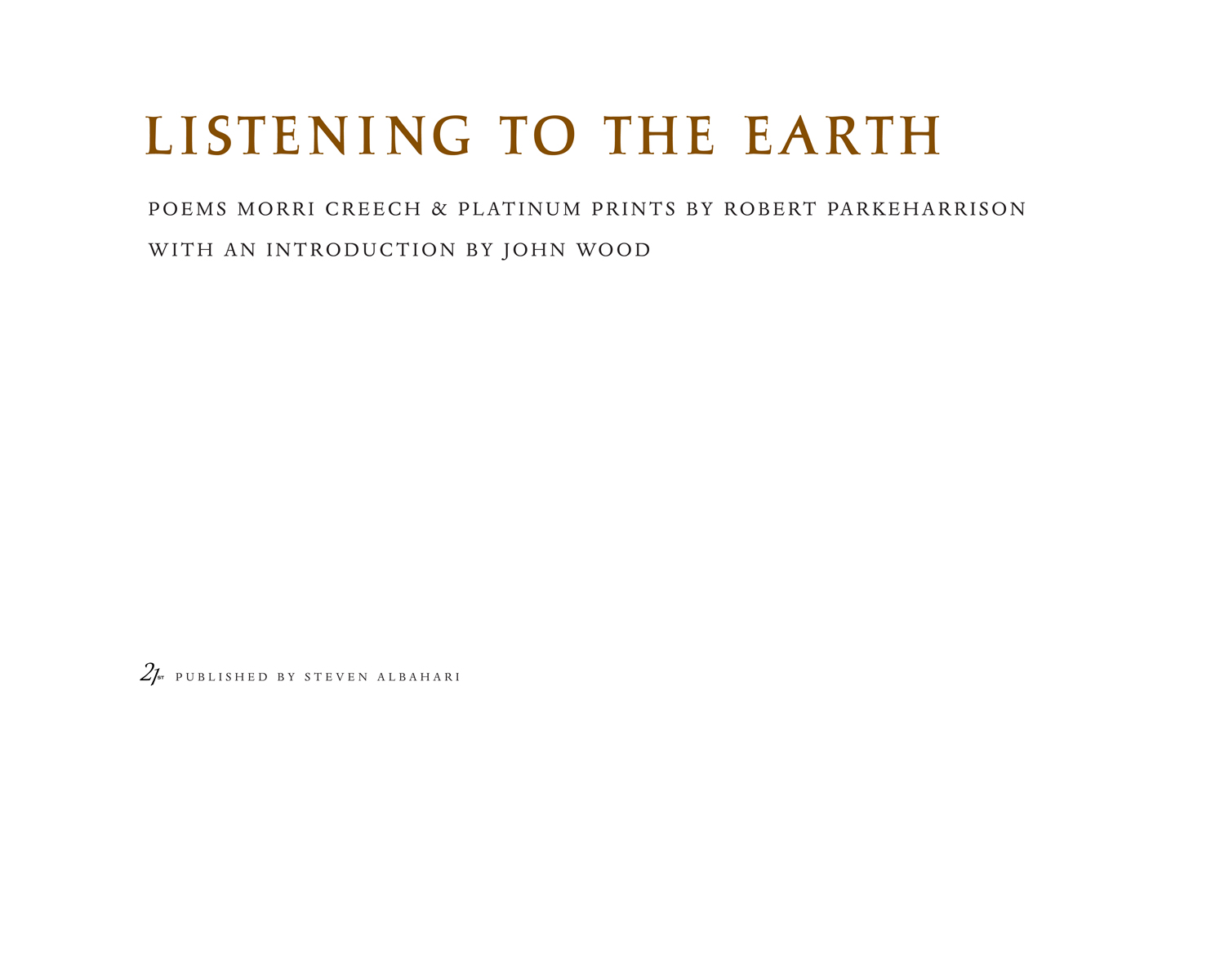 Listening to the Earth, Robert and Shana ParkeHarrison