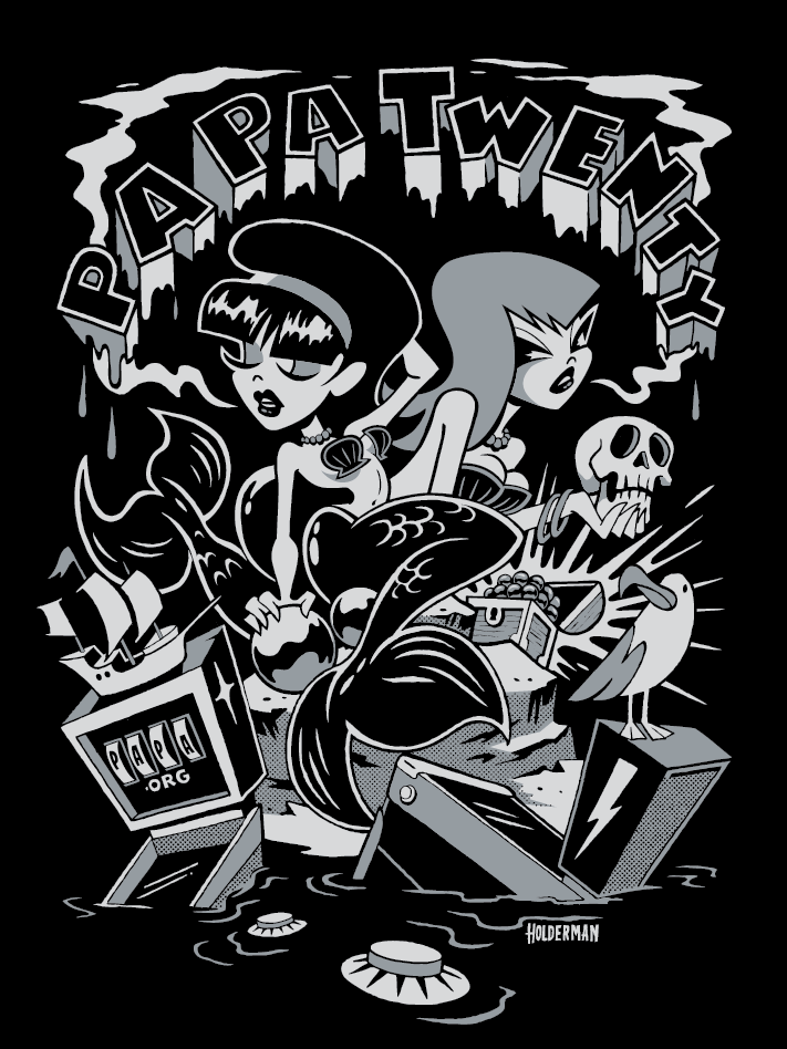 Papa Professional Amateur Pinball Association T Shirts Holderman Art Graphics