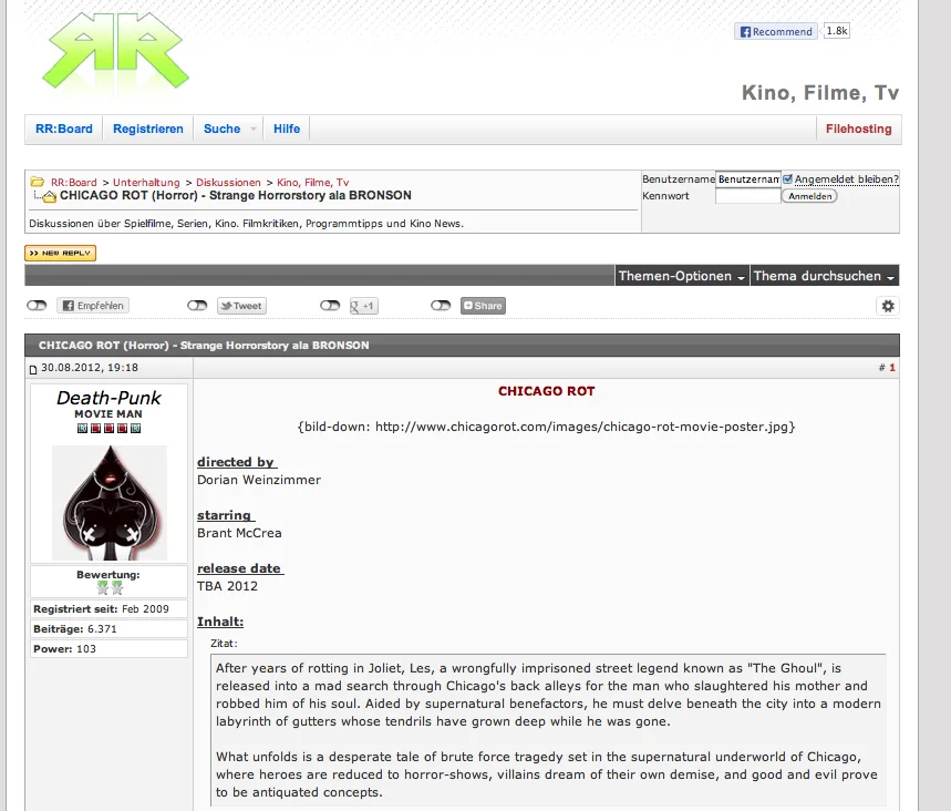 Hooray for German horror fans! Thanks Death-Punk movie man for spreading the Rot
