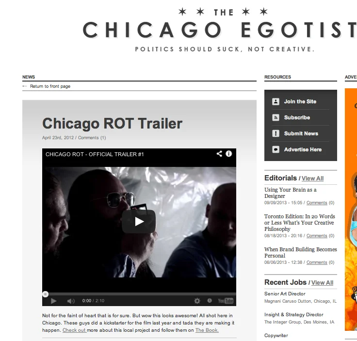 The Chicago Egotist , do we need to say more. They know what's brewing, Rot.