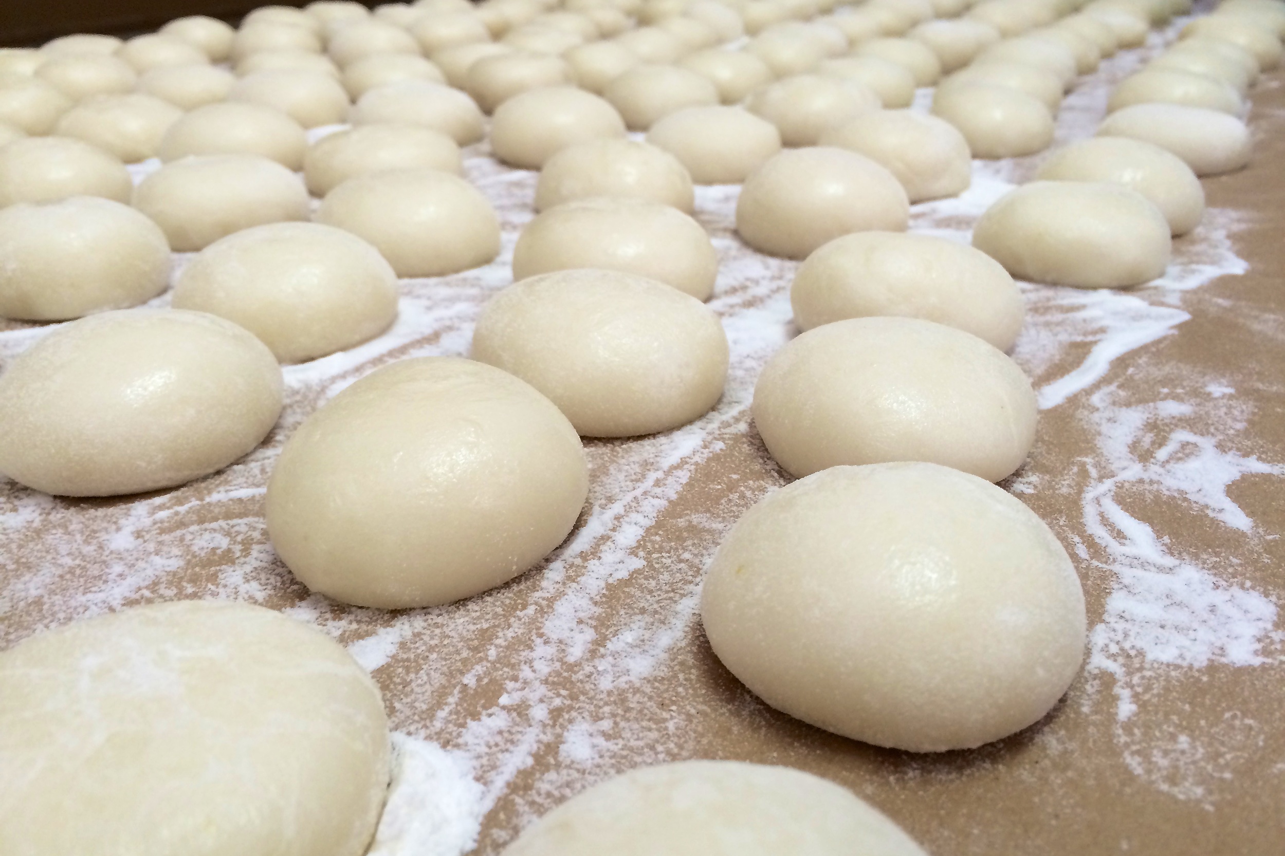 Finished mochi cooling before being packed