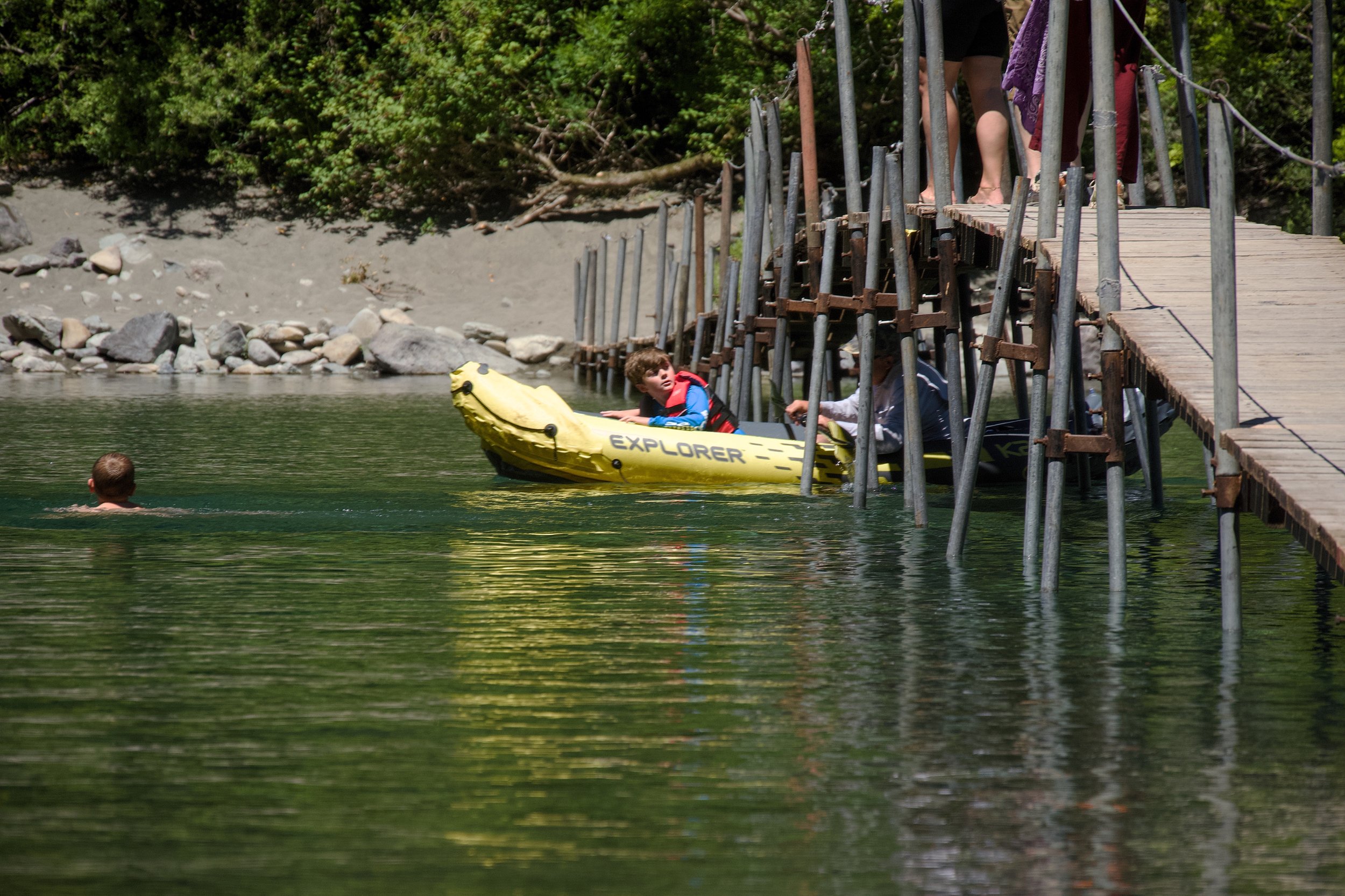 Kayak under pedestrian bridge