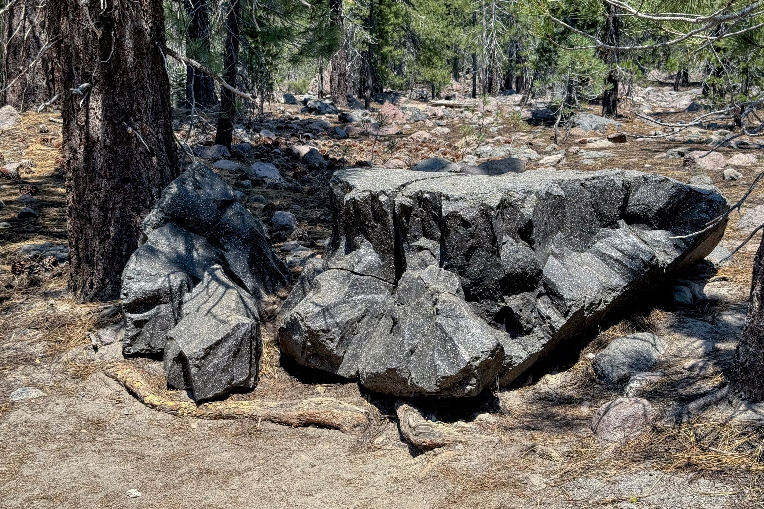 Rocks that fractured during cooling