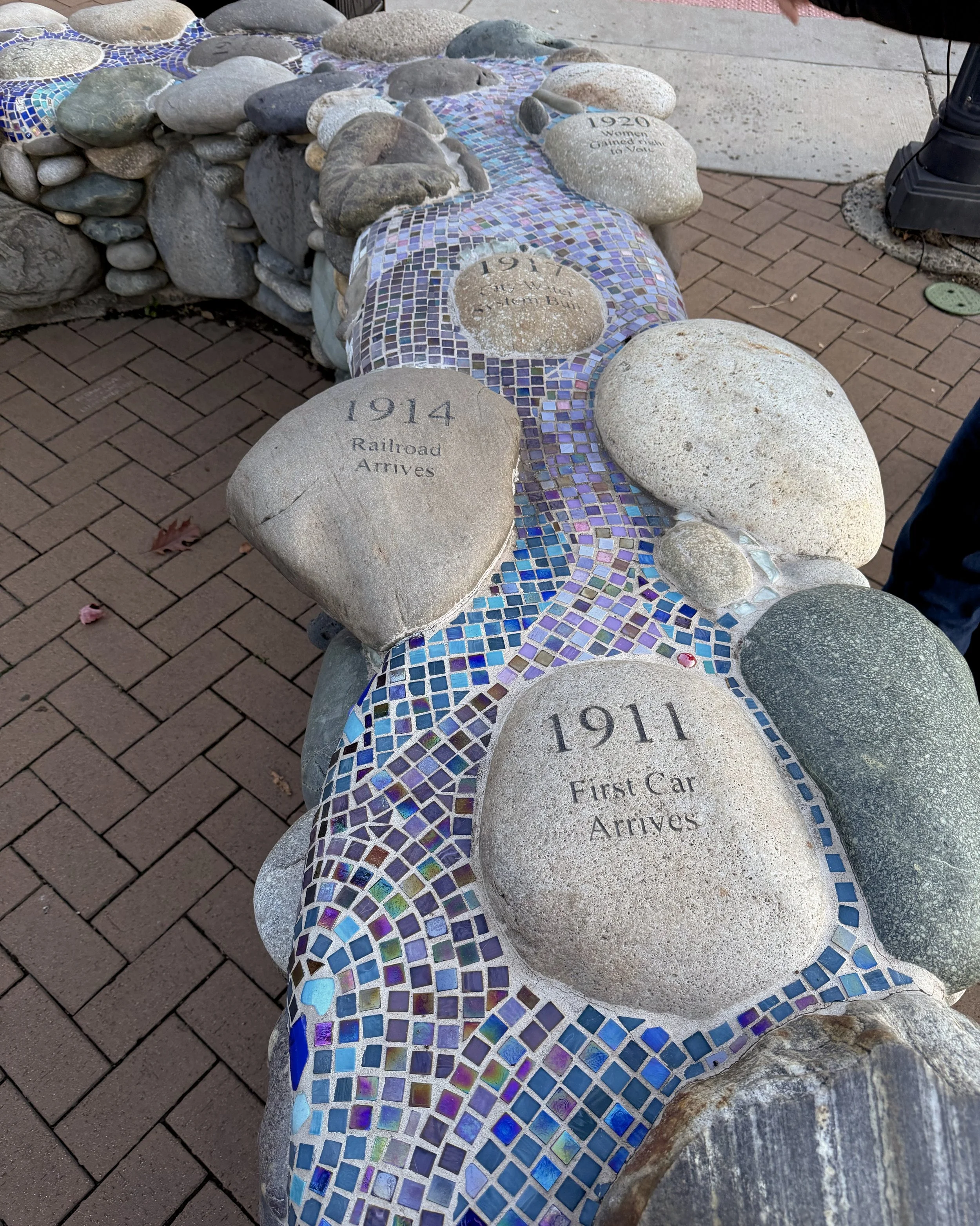 Timeline on wall at Centennial Plaza