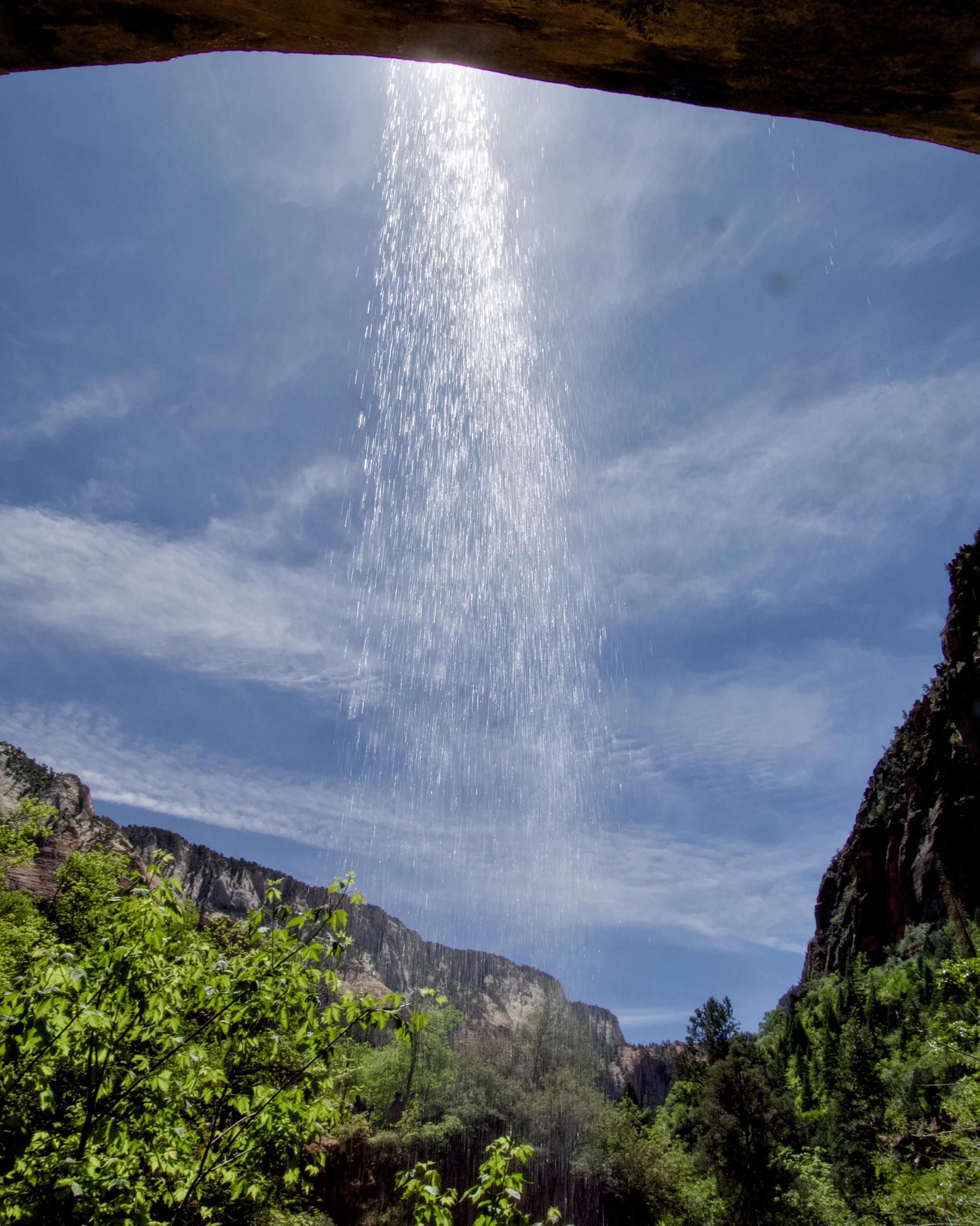 Behind waterfall from Middle Emerald Pool