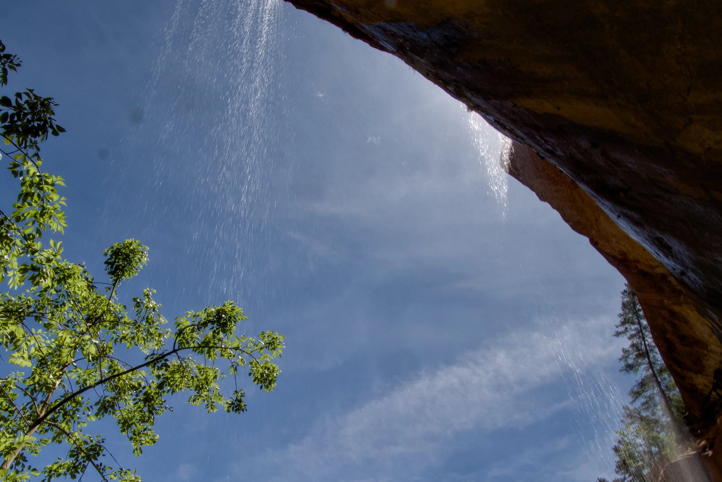 Behind waterfall from Middle Emerald Pool