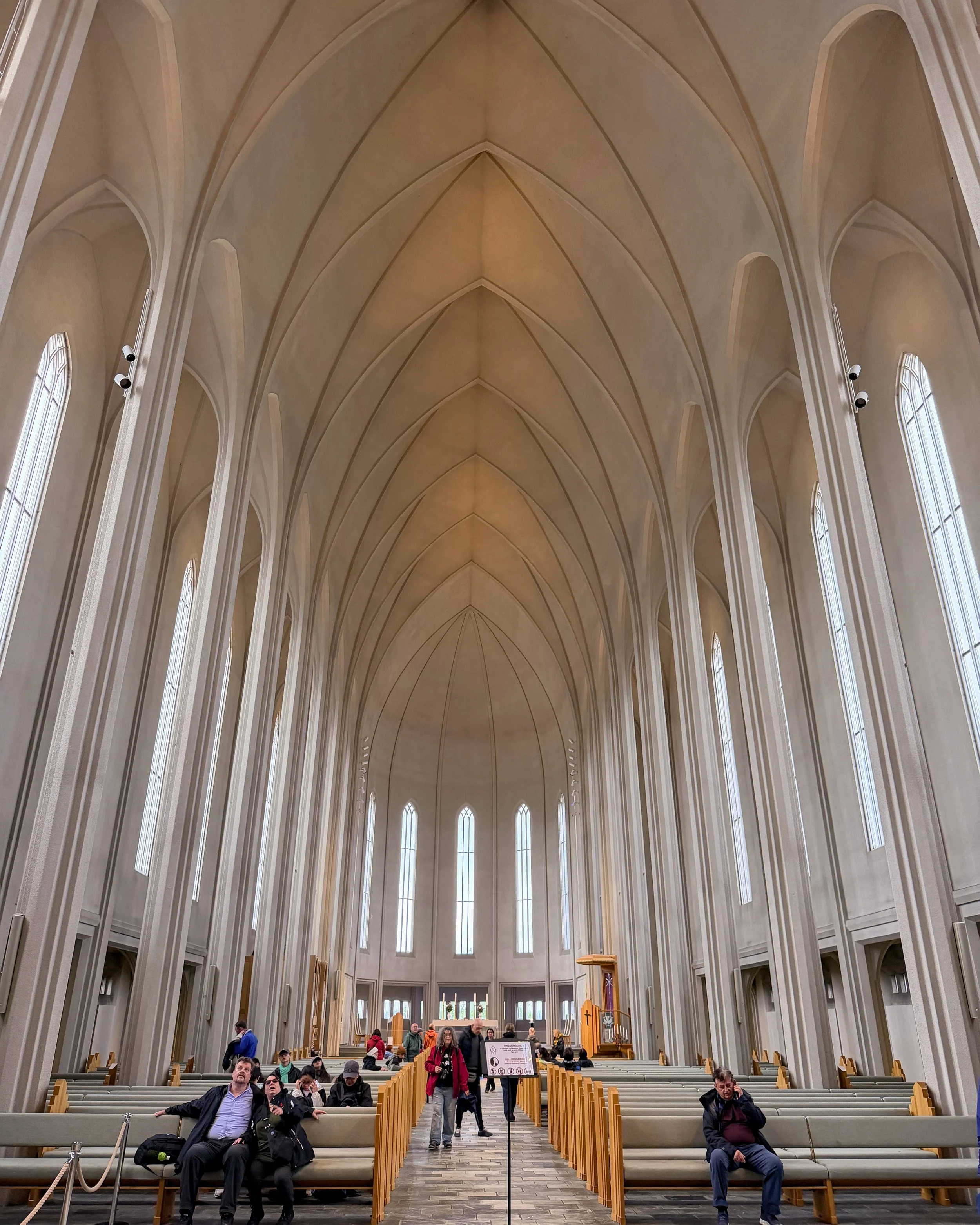 Looking towards ceiling