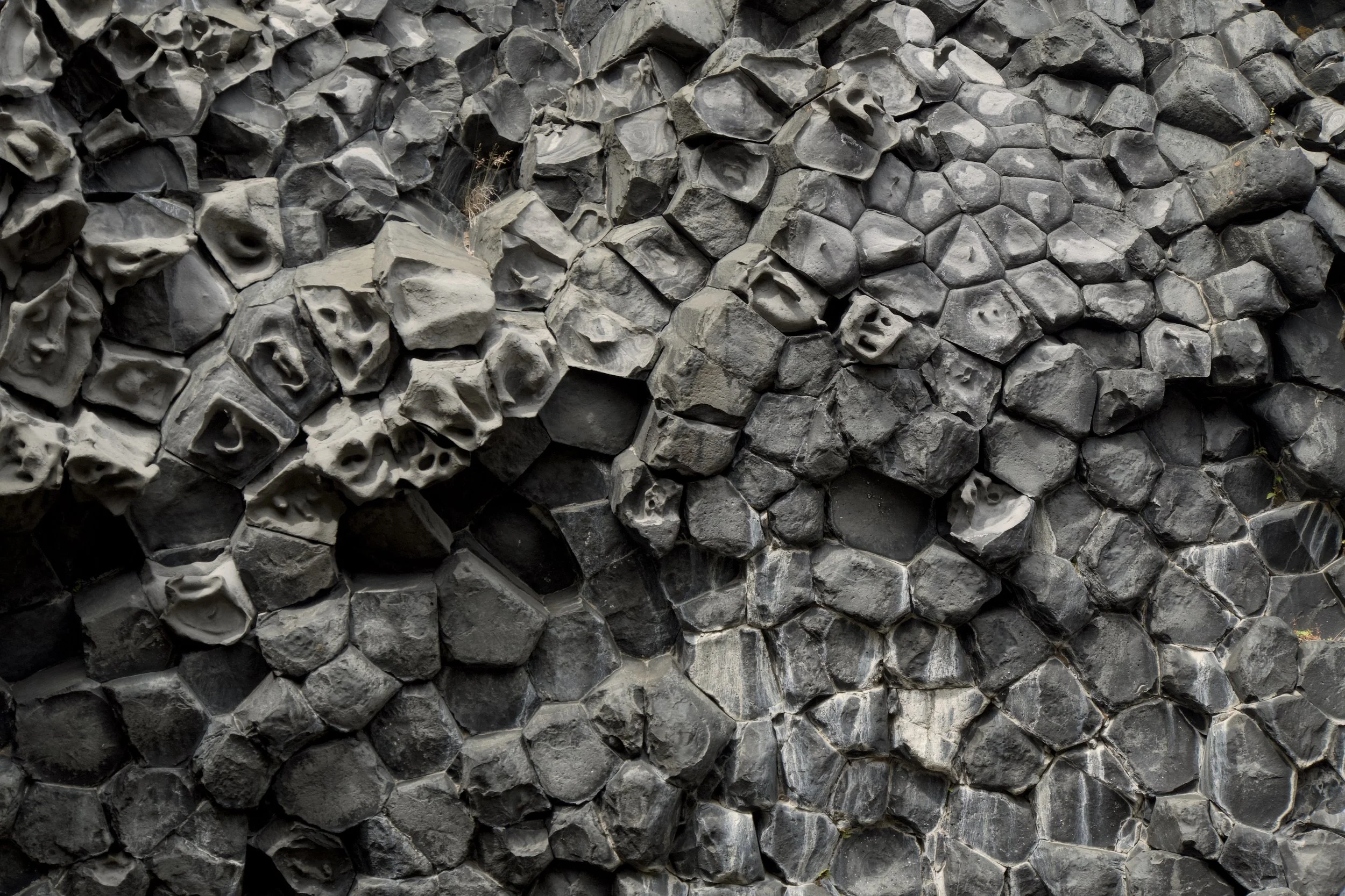 Ends of columnar basalt
