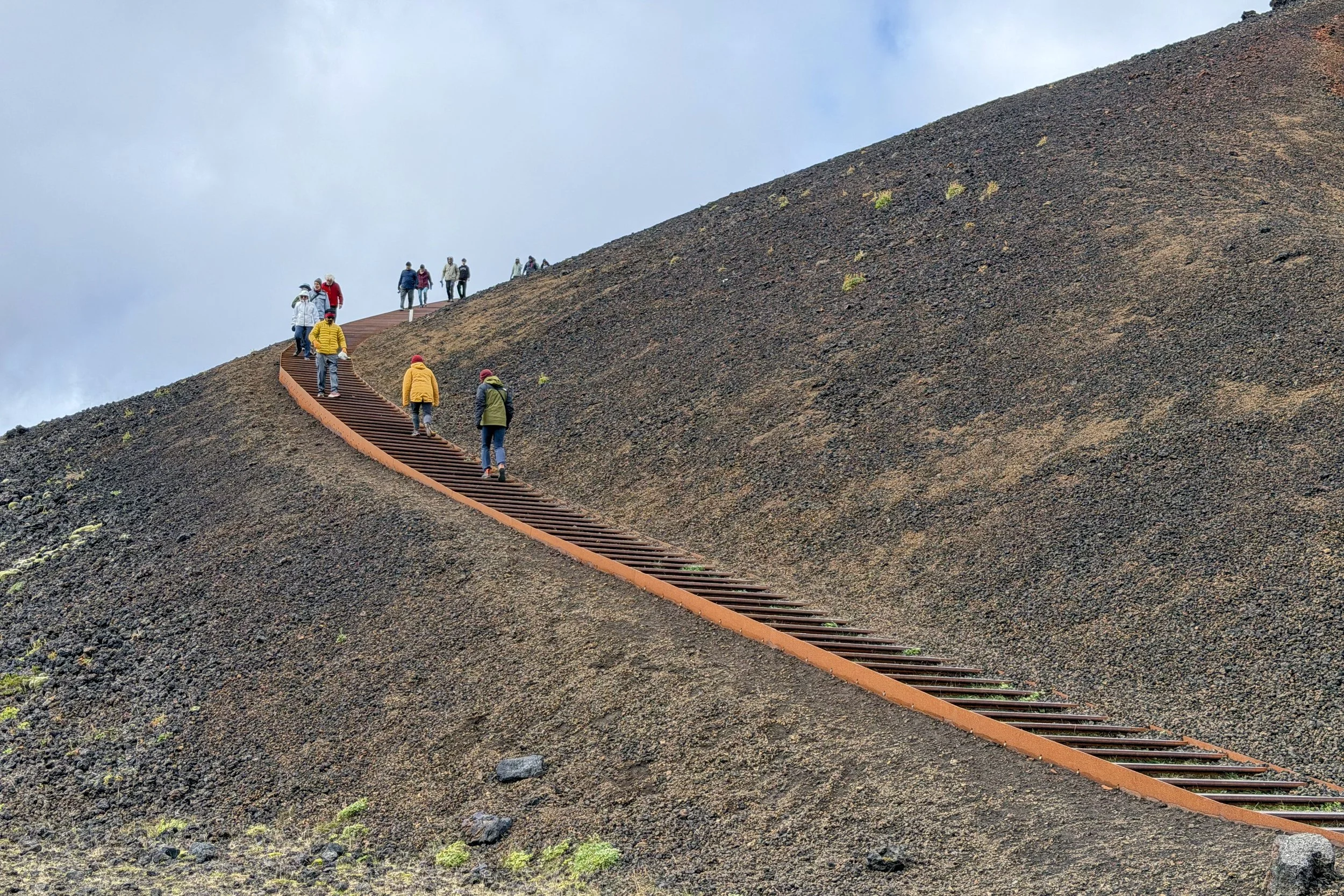 Stairs going up Saxhóll (volcanic crater)