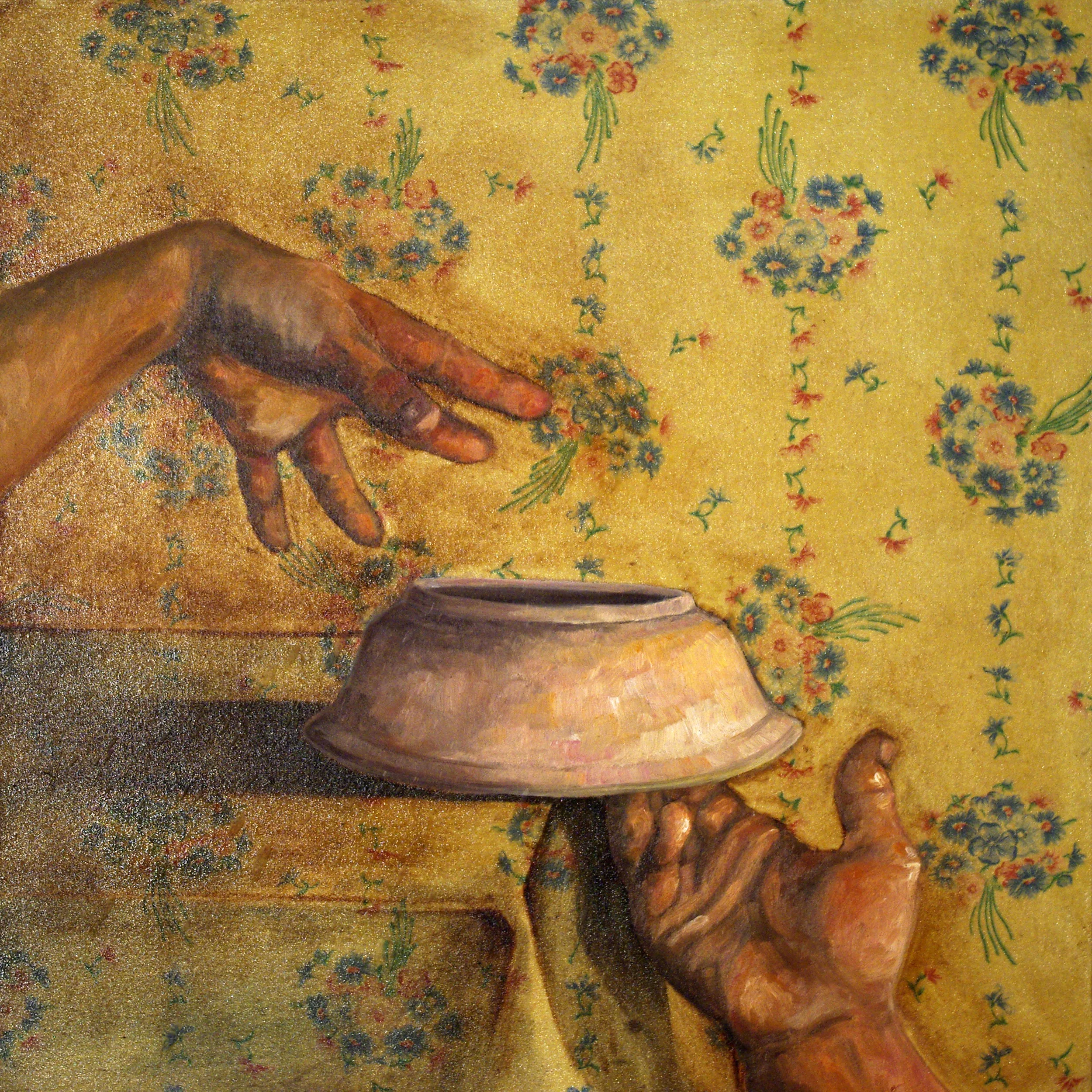 Untitled Oil on board and fabric 25" x 25" 