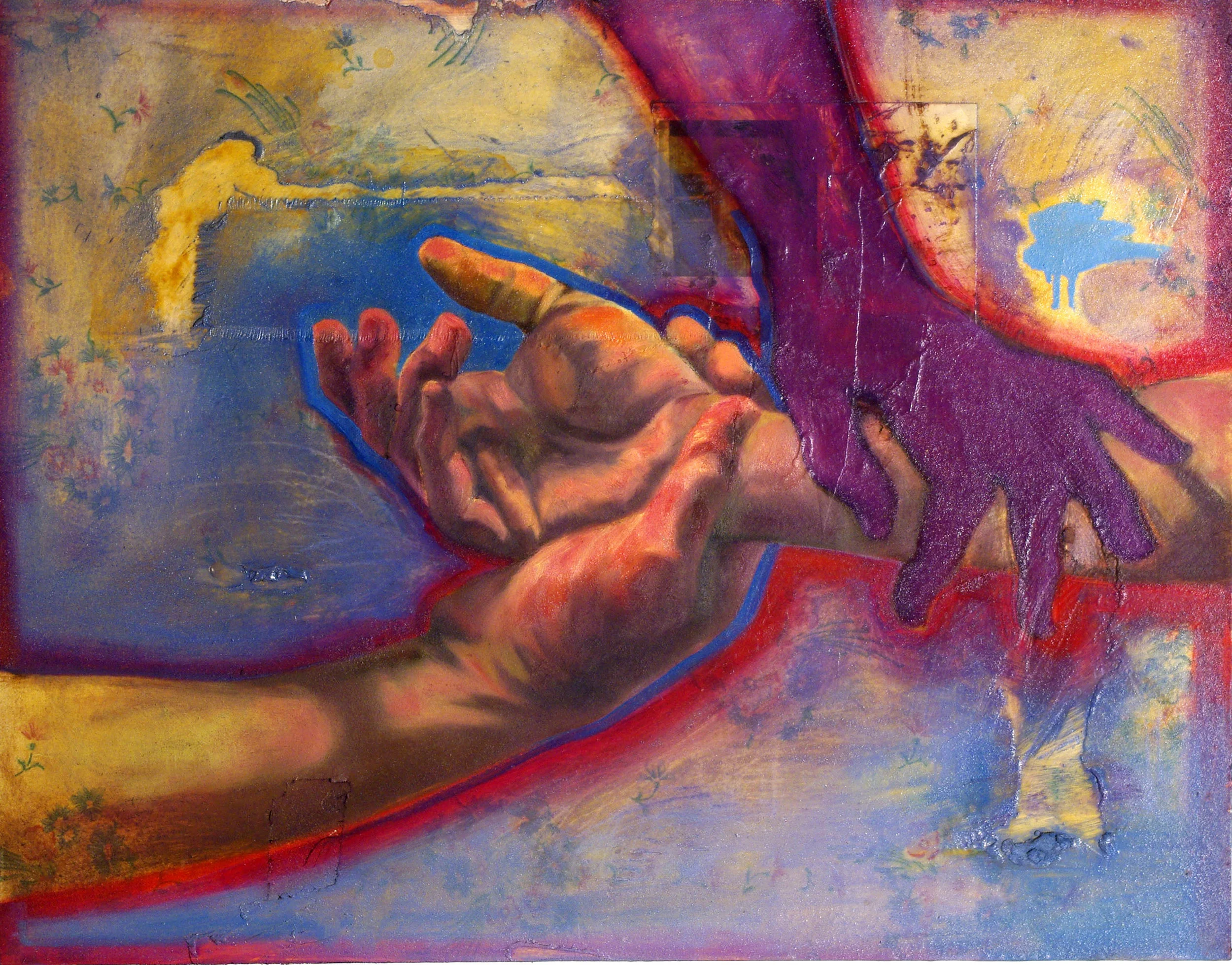 Digital Pressure Oil on fabric and board 25" x 18" 